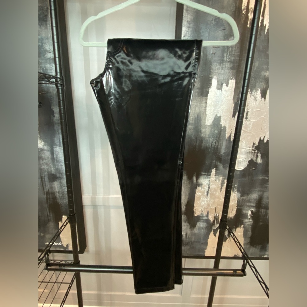 Zara Black holographic leather pants.